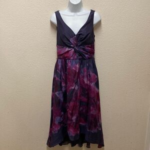 Lela Rose x Neiman Marcus x Target Silk Blend Watercolor Print Midi Dress Size 4